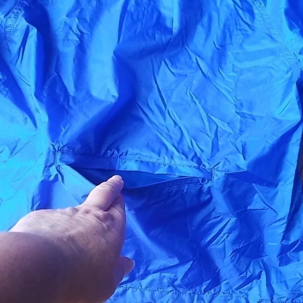 Vintage Nike Foldable Packable Windbreaker Hood Rain Electric Blue Light Jacket